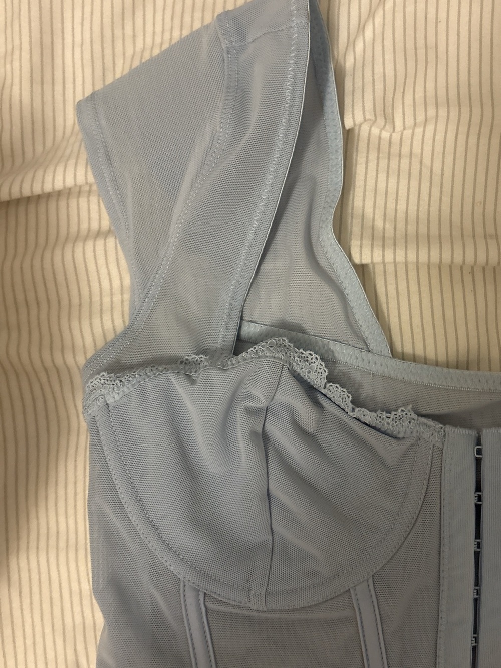 Light Blue Bustier Crop Top with Front Hook Closure - Picture 2 of 2